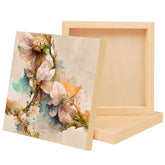 Floral painting with a wooden frame on a white background