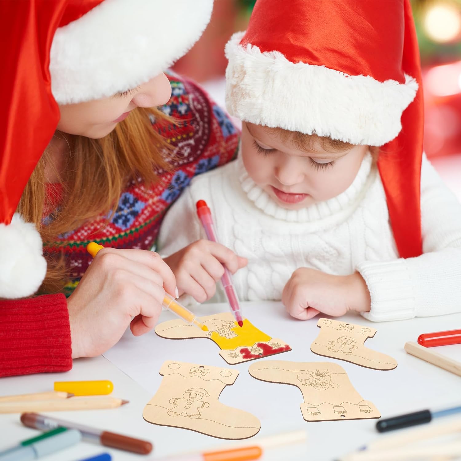 wooden stocking craft base for kids art