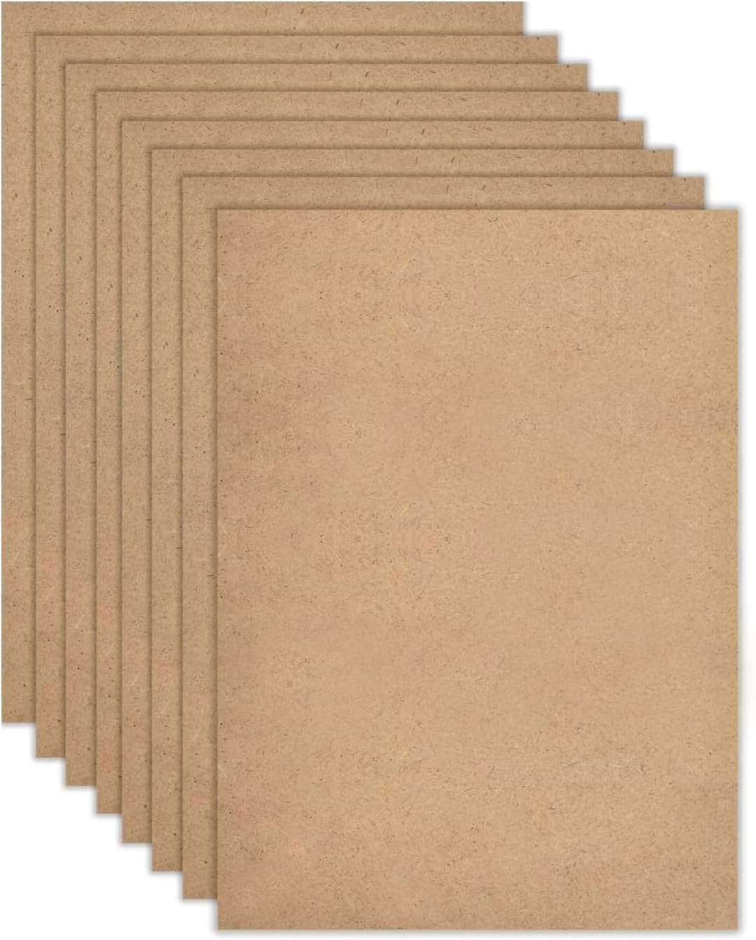 Set of brown cardboard sheets stacked on a white background