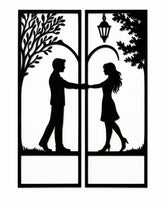 romantic couple wall decor wooden black art set