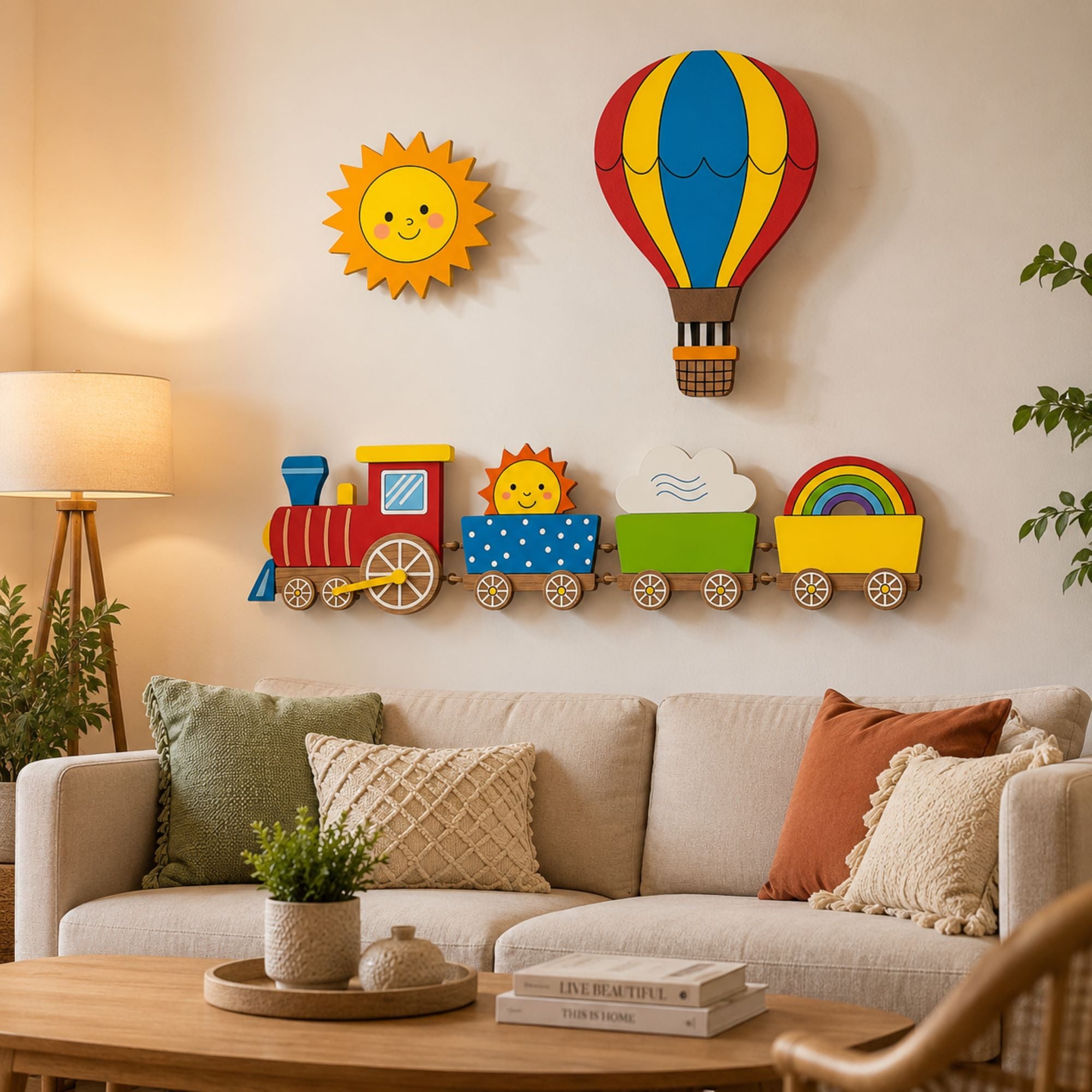 rainbow cloud wall decor for children's room