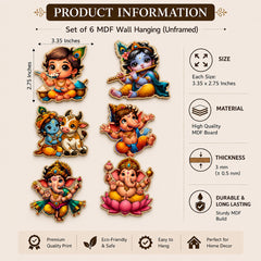 Baby Krishna Ganesha wall hanging set
