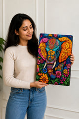 American Elm Floral Elephant Wall Painting Colorful Elephant Wall Art Digital Laminated MDF Wooden Wall