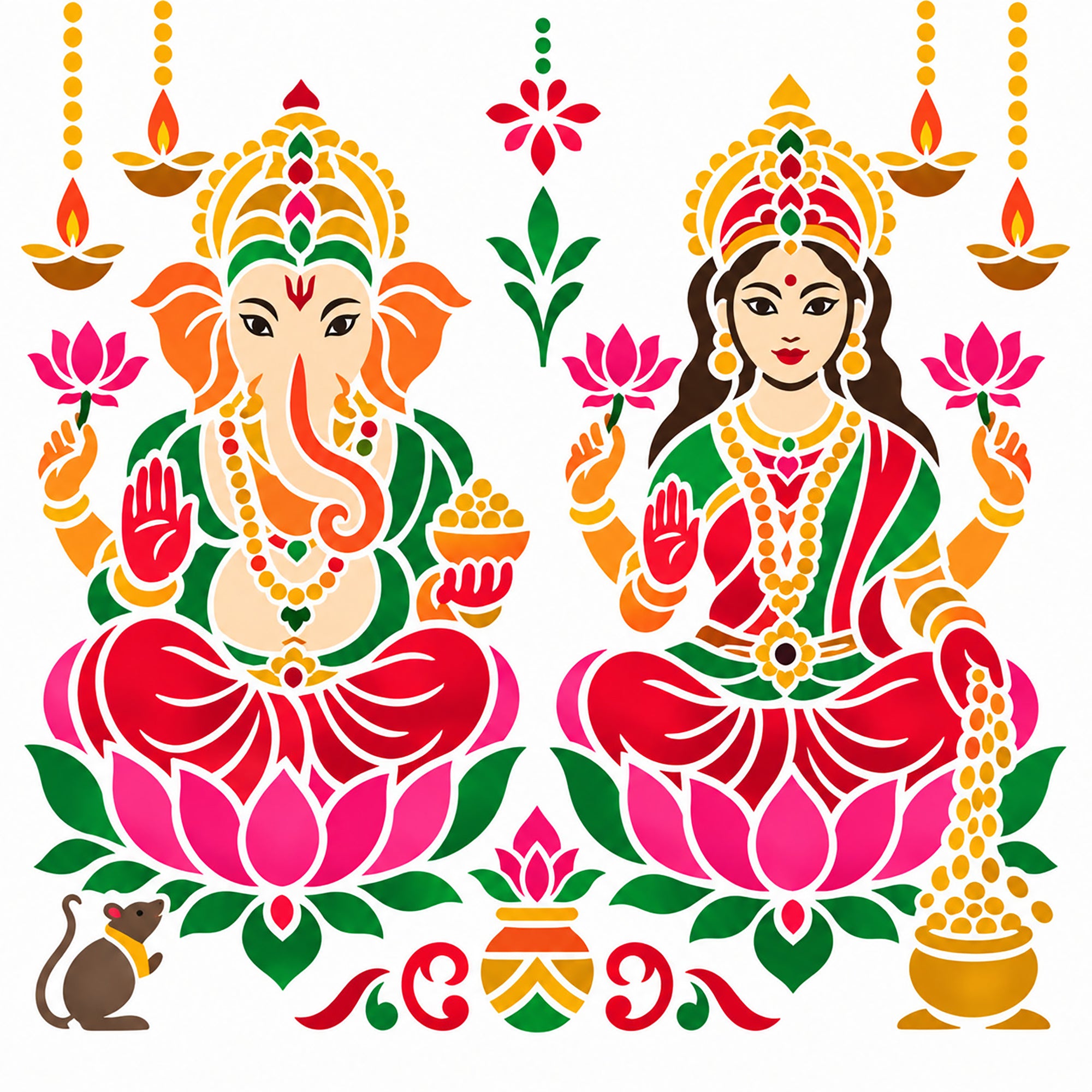 pet plastic stencil template for ganesha lakshmi art