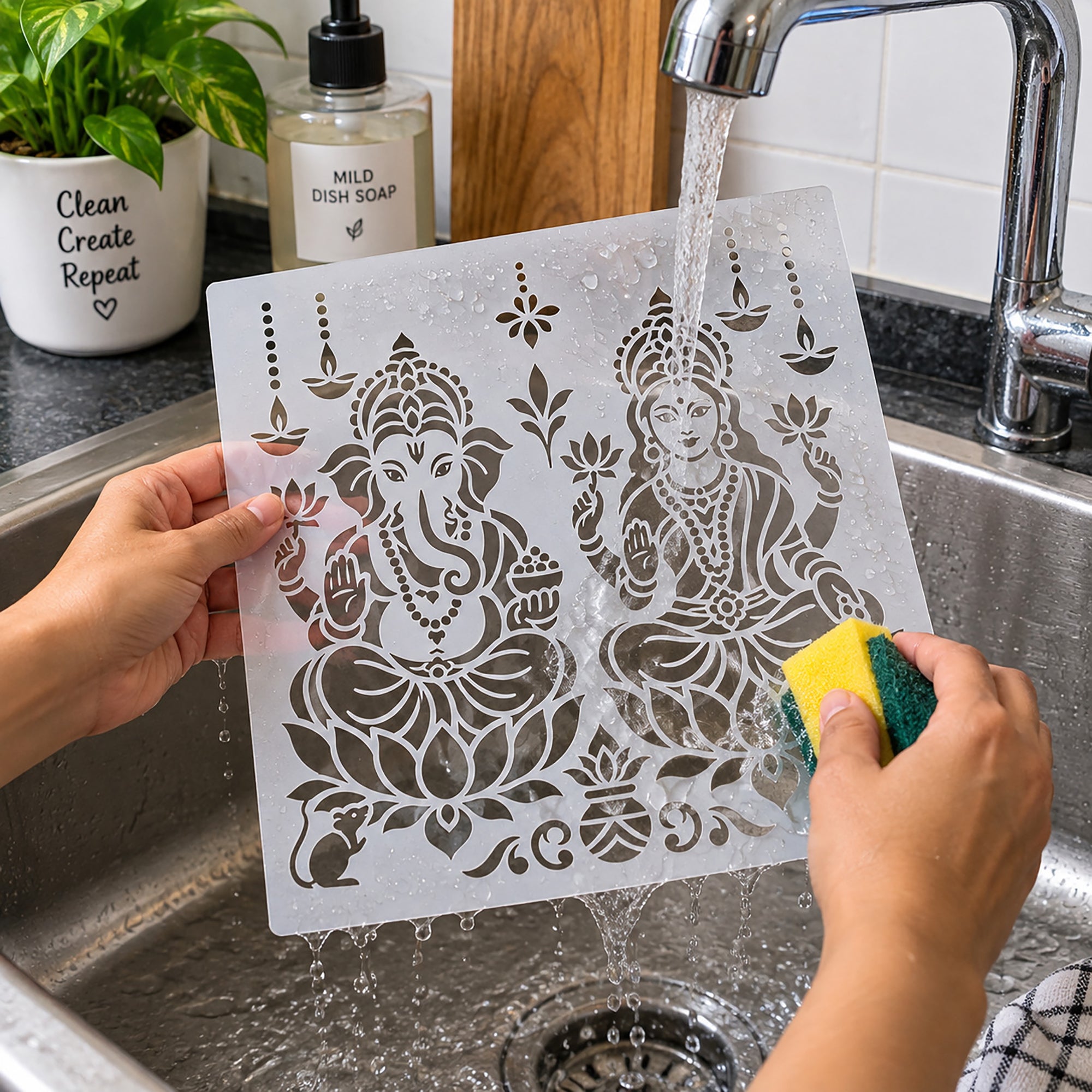 ganesha lakshmi stencil for wood canvas and fabric