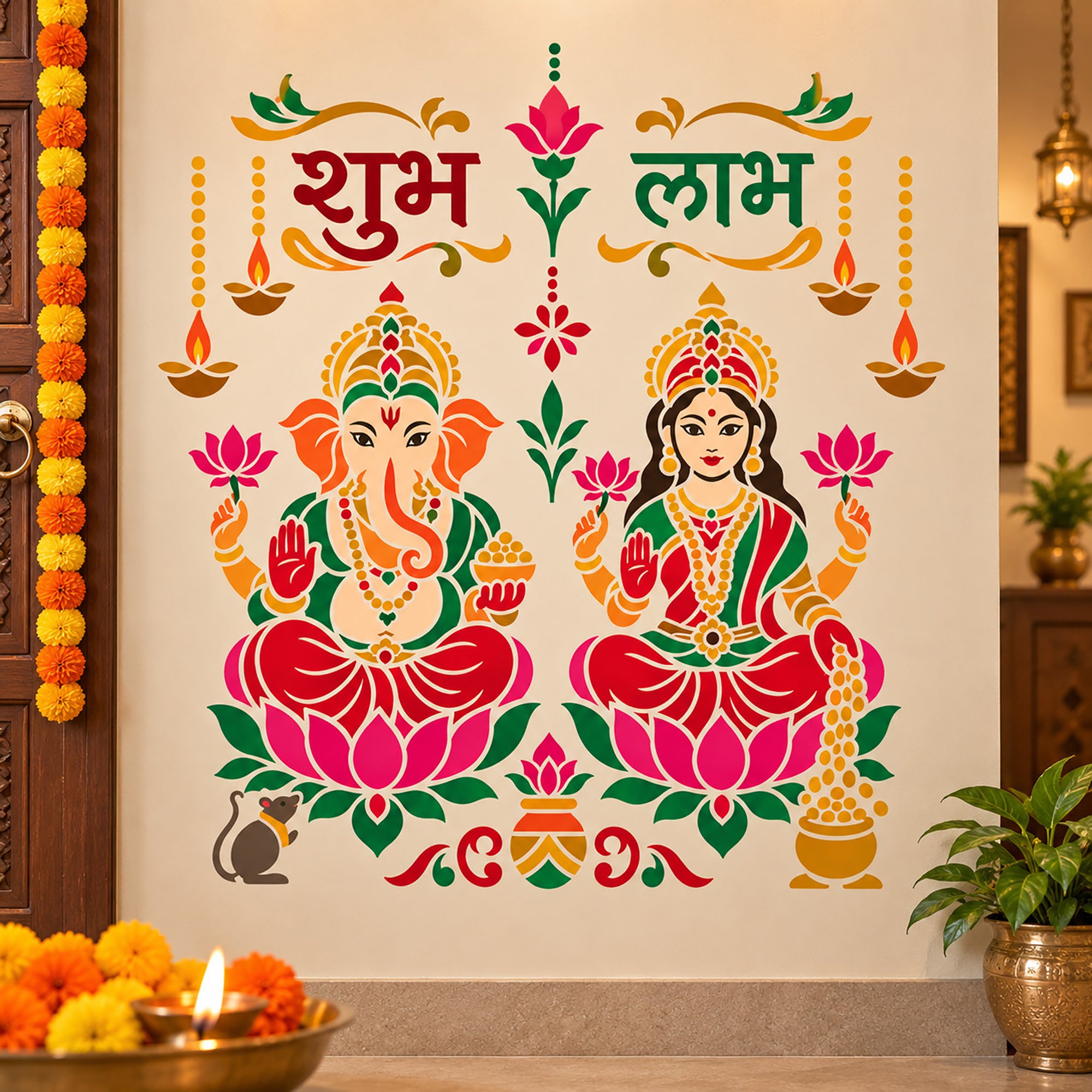diwali goddess painting stencil for diy art projects