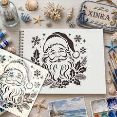 reusable santa portrait stencil for handmade christmas cards