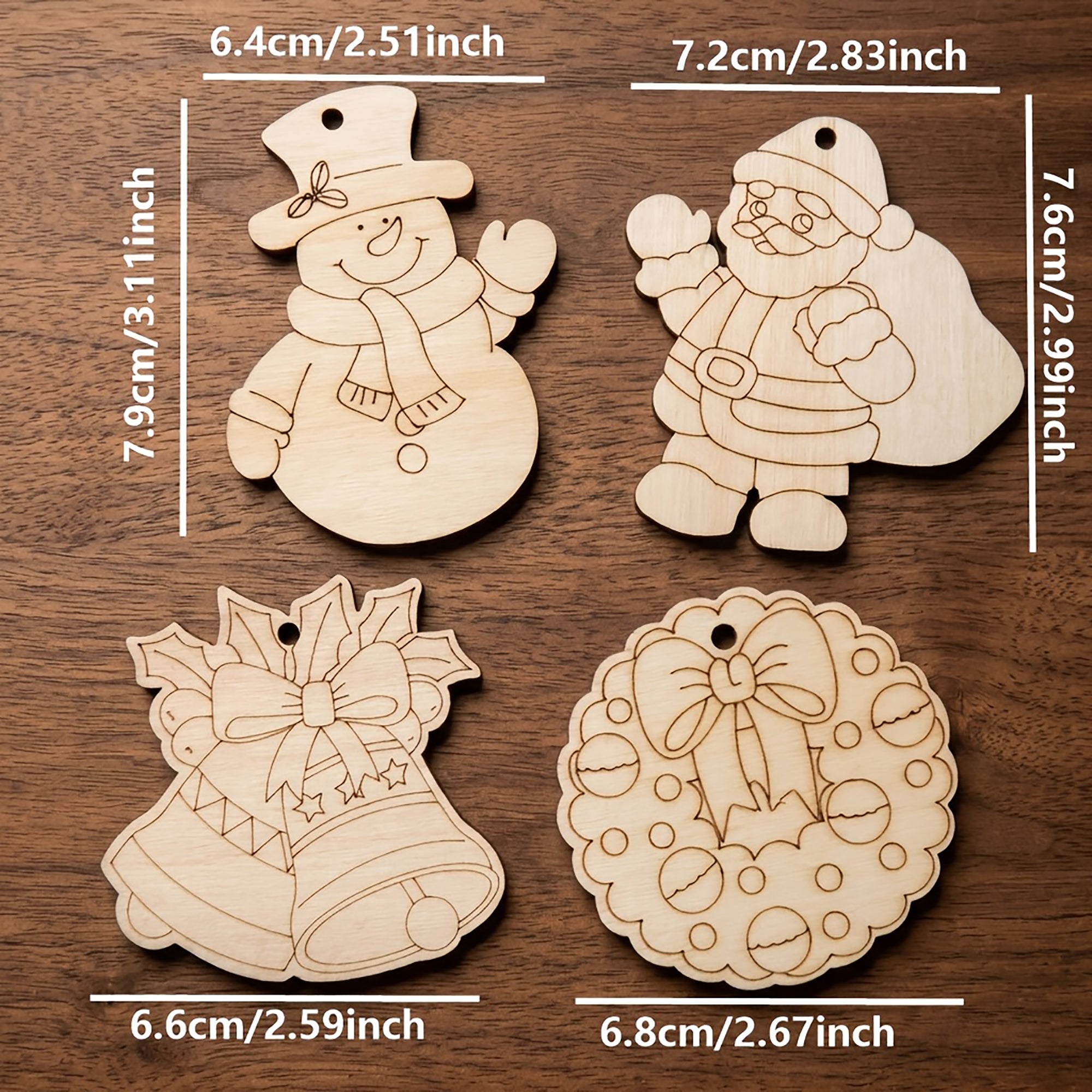 blank wooden christmas shapes for art and craft