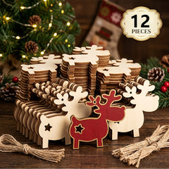 diy wooden reindeer and star ornaments for holiday crafts