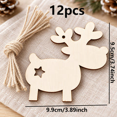 pack of 12 wooden christmas ornaments for painting
