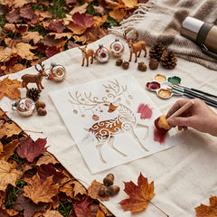 christmas ribbon gift box stencil for wall painting