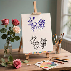 christmas santa and reindeer template for canvas artwork