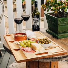Whittlewud Cutting Boards with 3 Built-in Compartments and Juice Grooves -Big Kitchen Chopping Board for Meat (Butcher Block)(17 x 12.6 In)