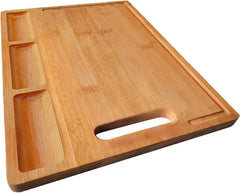 Whittlewud Cutting Boards with 3 Built-in Compartments and Juice Grooves -Big Kitchen Chopping Board for Meat (Butcher Block)(17 x 12.6 In)