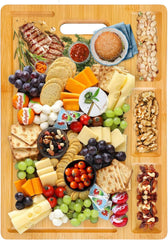 Whittlewud Cutting Boards with 3 Built-in Compartments and Juice Grooves -Big Kitchen Chopping Board for Meat (Butcher Block)(17 x 12.6 In)