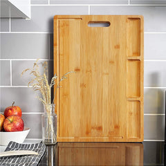 Whittlewud Cutting Boards with 3 Built-in Compartments and Juice Grooves -Big Kitchen Chopping Board for Meat (Butcher Block)(17 x 12.6 In)