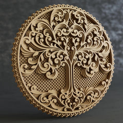 Cliths Decorative Wooden 6 Layer Tree of Life Mandala Wall Art - 3D Multilayer Wood Wall Hanging for Living Room, Home Decor
