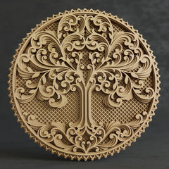 Cliths Decorative Wooden 6 Layer Tree of Life Mandala Wall Art - 3D Multilayer Wood Wall Hanging for Living Room, Home Decor