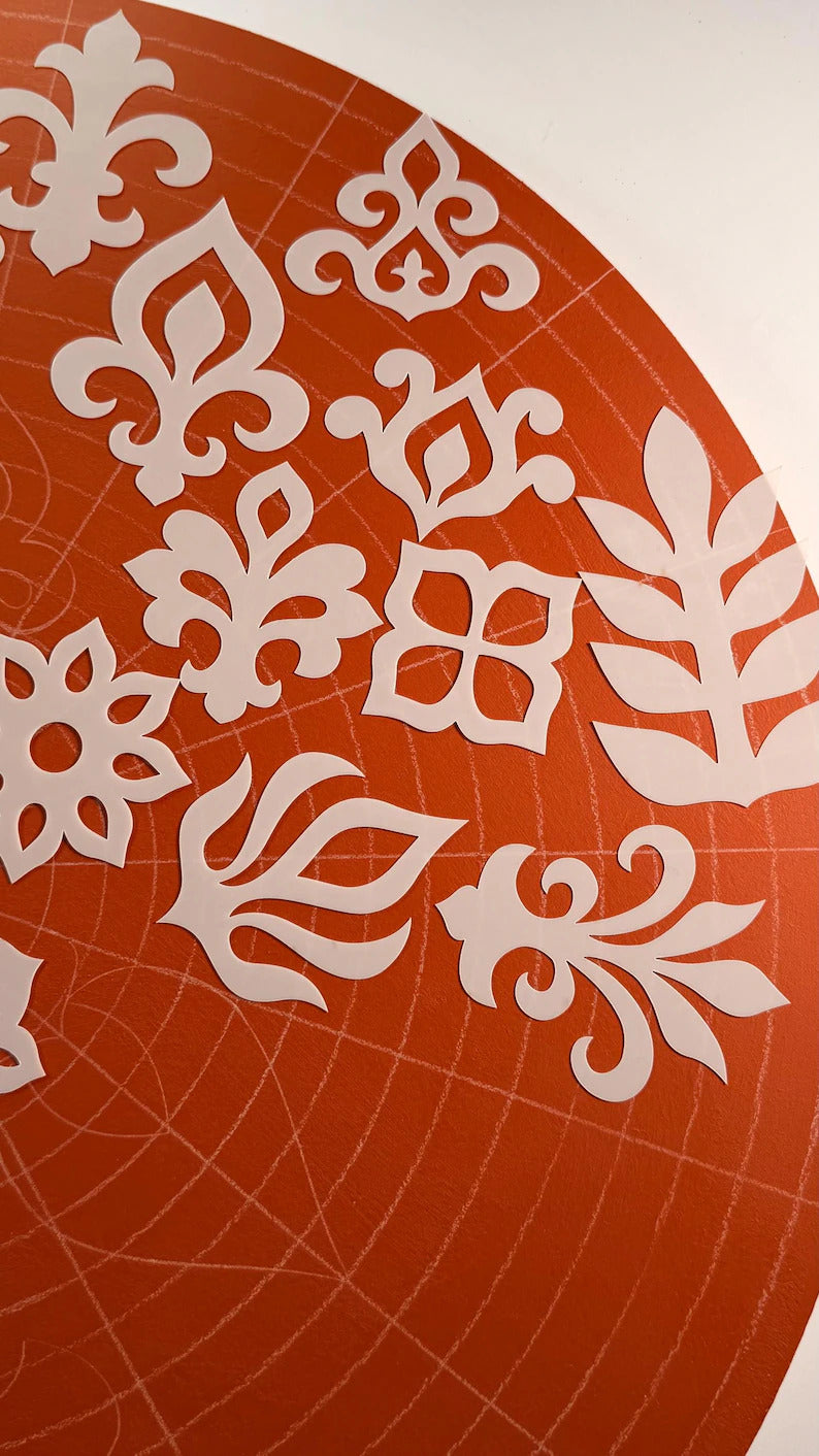 ornamental stencil for fabric and canvas painting