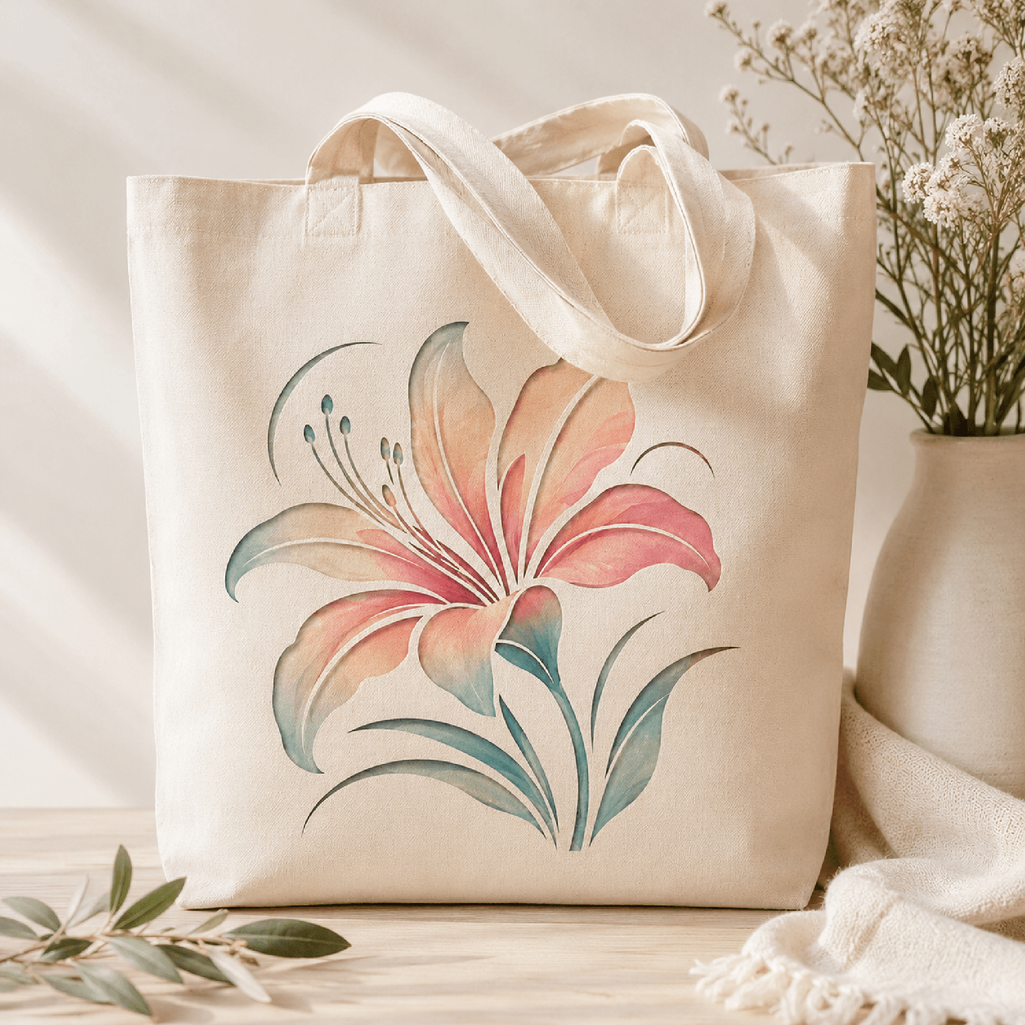reusable lily flower stencil for diy painting projects