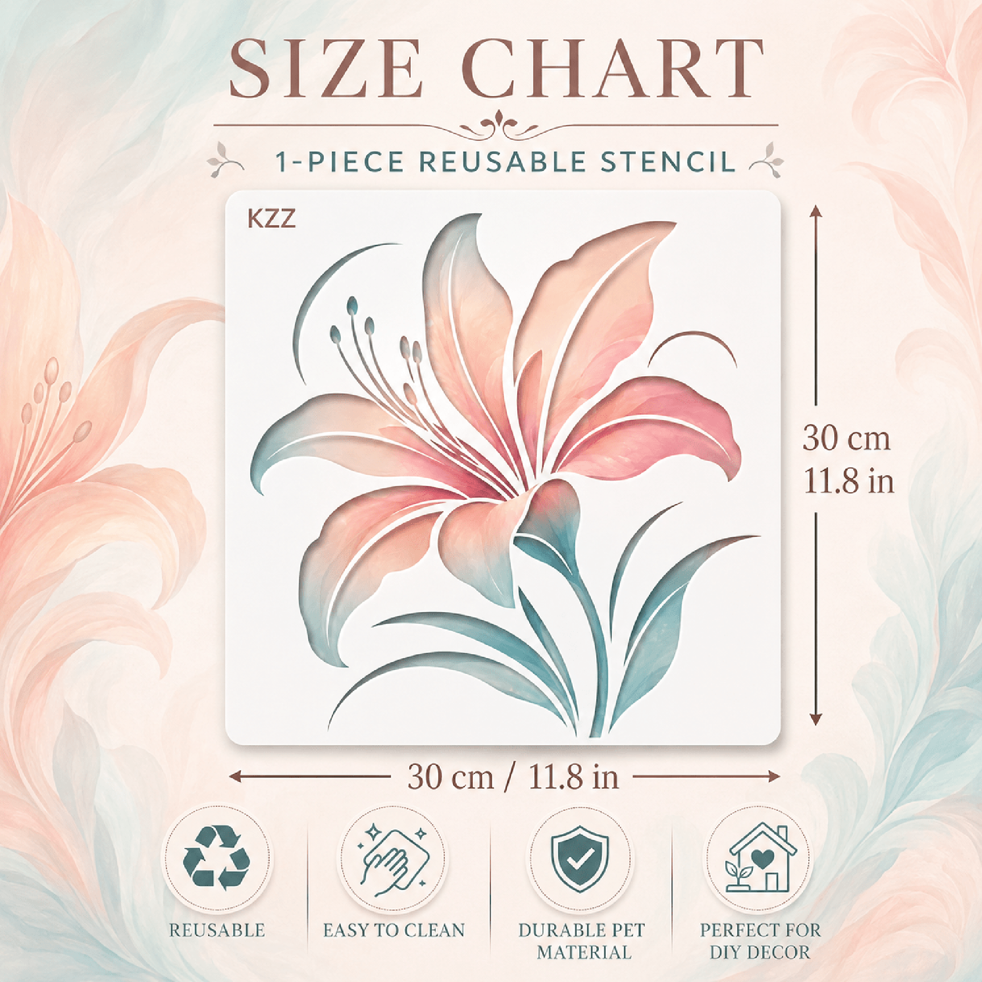 botanical lily flower pet painting stencil for wall decor