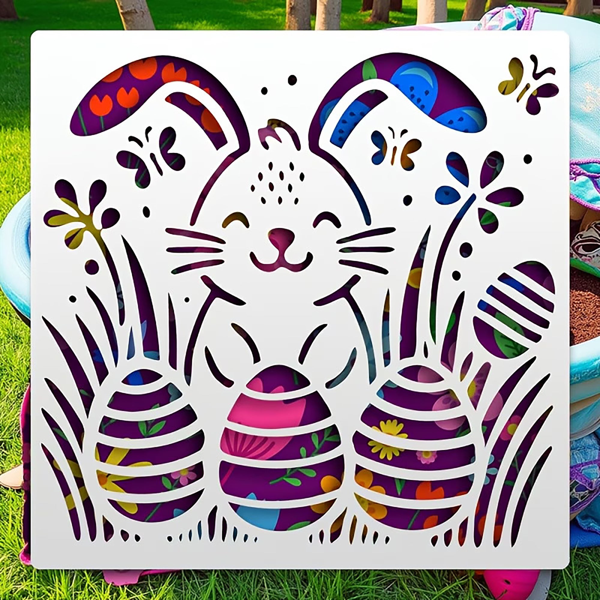 bunny egg wall stencil