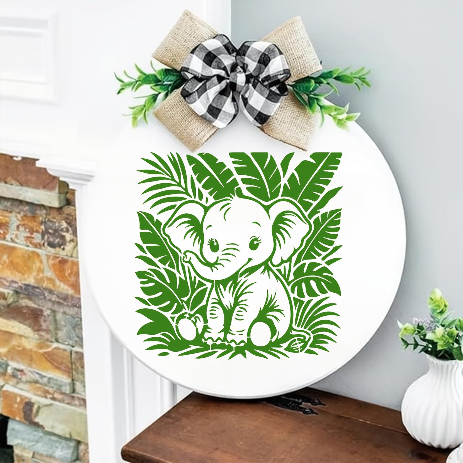 elephant leaf pattern stencil board
