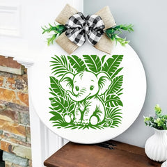 elephant leaf pattern stencil board