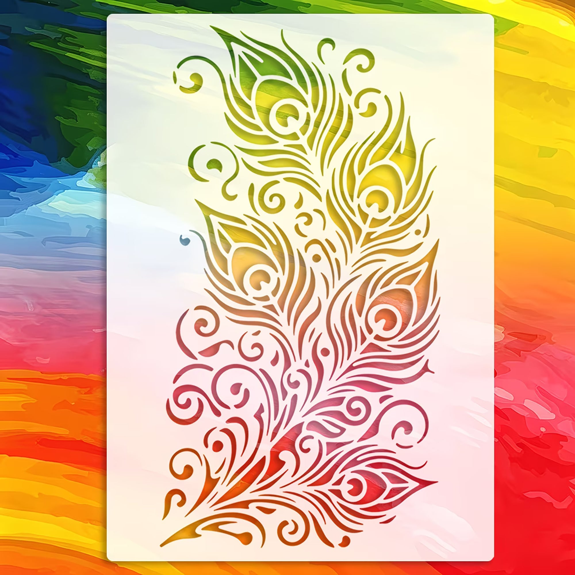 peacock feather art stencil for artists and students