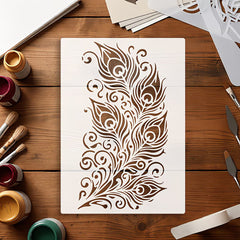 feather pattern stencil for furniture painting projects
