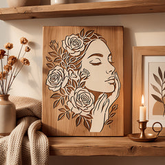 Floral Women PET Painting Stencil for DIY Art & Craft Reusable Lady & Rose Plastic Template for Canvas Fabric Wall Furniture & Journal Pack of 1 Cliths