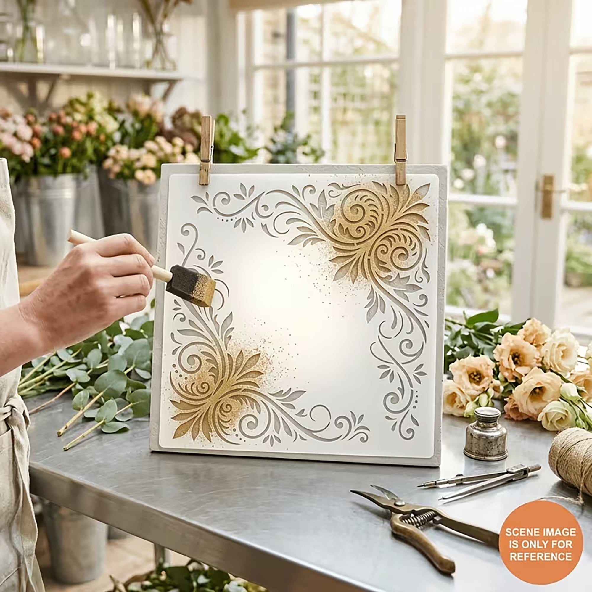 decorative floral stencil for mdf painting
