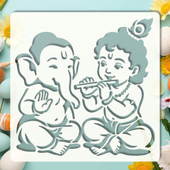 baby ganesha krishna stencil for diy painting