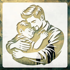 father and child stencil for diy art
