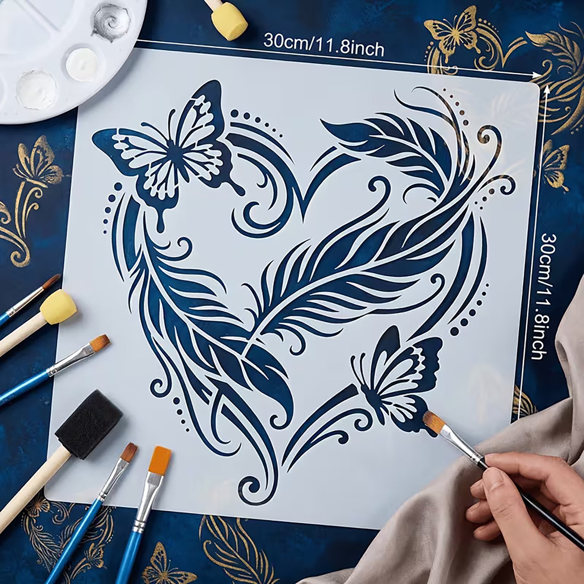 feather stencil for fabric painting projects