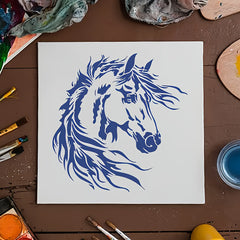 Cliths Horse PET Painting Stencil for DIY Art & Craft Reusable Horse Template for Wall Wood Canvas Furniture & Fabric Painting