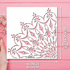 Quarter Mandala PET Plastic Stencil for DIY Art & Craft Reusable Painting Template, Pack of 1, Cliths
