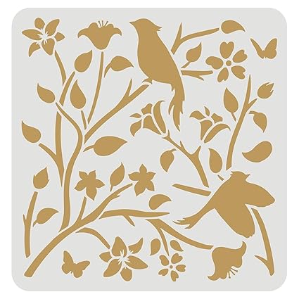 bird branch painting stencil