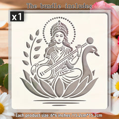 Saraswati PET Painting Stencil for DIY Art & Craft, Reusable Plastic Template for Paper, Fabric, Wood, Wall & Canvas, Pack of 1, Cliths