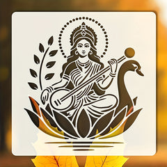 Saraswati PET Painting Stencil for DIY Art & Craft, Reusable Plastic Template for Paper, Fabric, Wood, Wall & Canvas, Pack of 1, Cliths