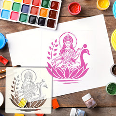 Saraswati PET Painting Stencil for DIY Art & Craft, Reusable Plastic Template for Paper, Fabric, Wood, Wall & Canvas, Pack of 1, Cliths