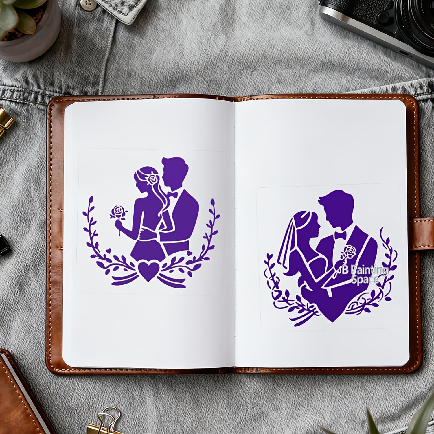 couple wall painting stencil