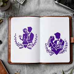couple wall painting stencil