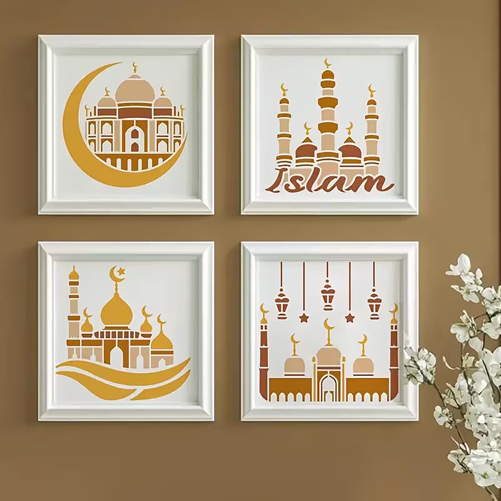 Islamic stencil set includes mosque architecture,