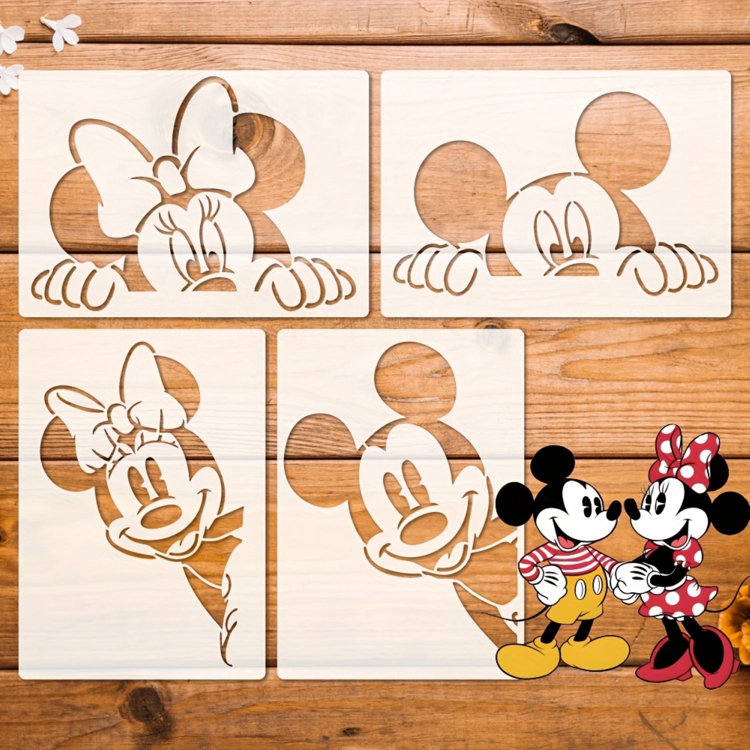4pcs Mickey & Minnie Mouse Stencils