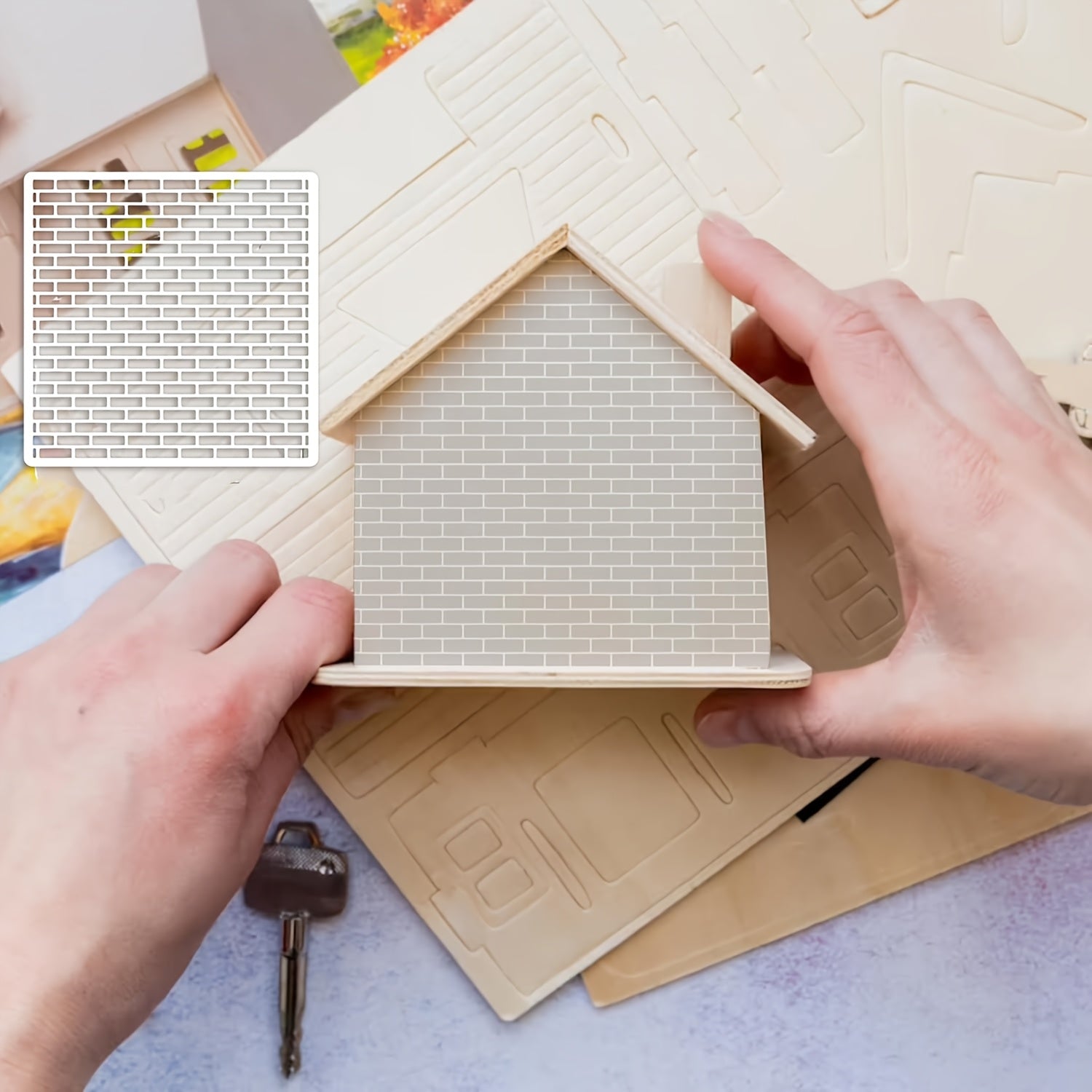 Brick wall design stencil