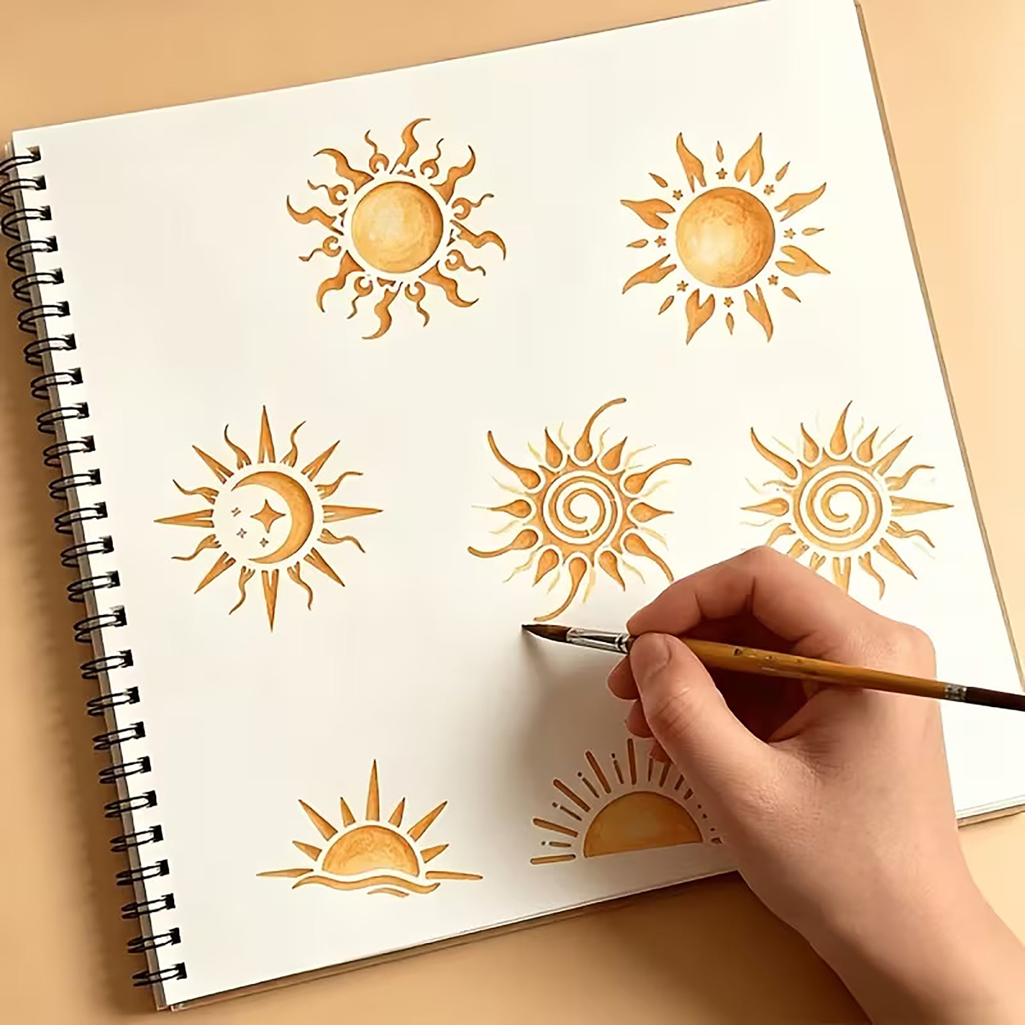 pet plastic sun design stencil for acrylic painting