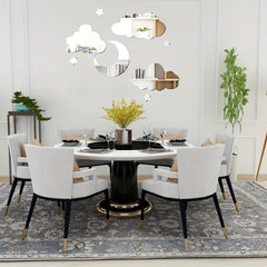 Cliths 8 Pcs Acrylic Mirror Wall Stickers Clouds Moon Stars Home for Bedroom, Living Room,