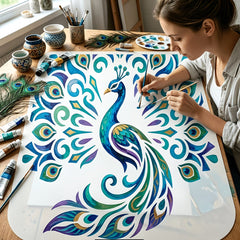 12 inch peacock mandala stencil for wall painting