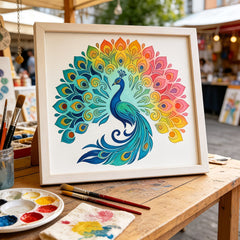 Peacock Mandala PET Reusable Painting Stencil for DIY Art & Craft Projects, Large Template Pack of 1, Cliths